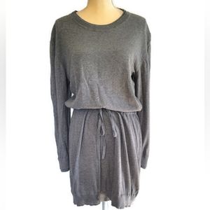 Norma Kamali Gray Long Sleeve Tie Waist Knit Dress Women's Size Medium